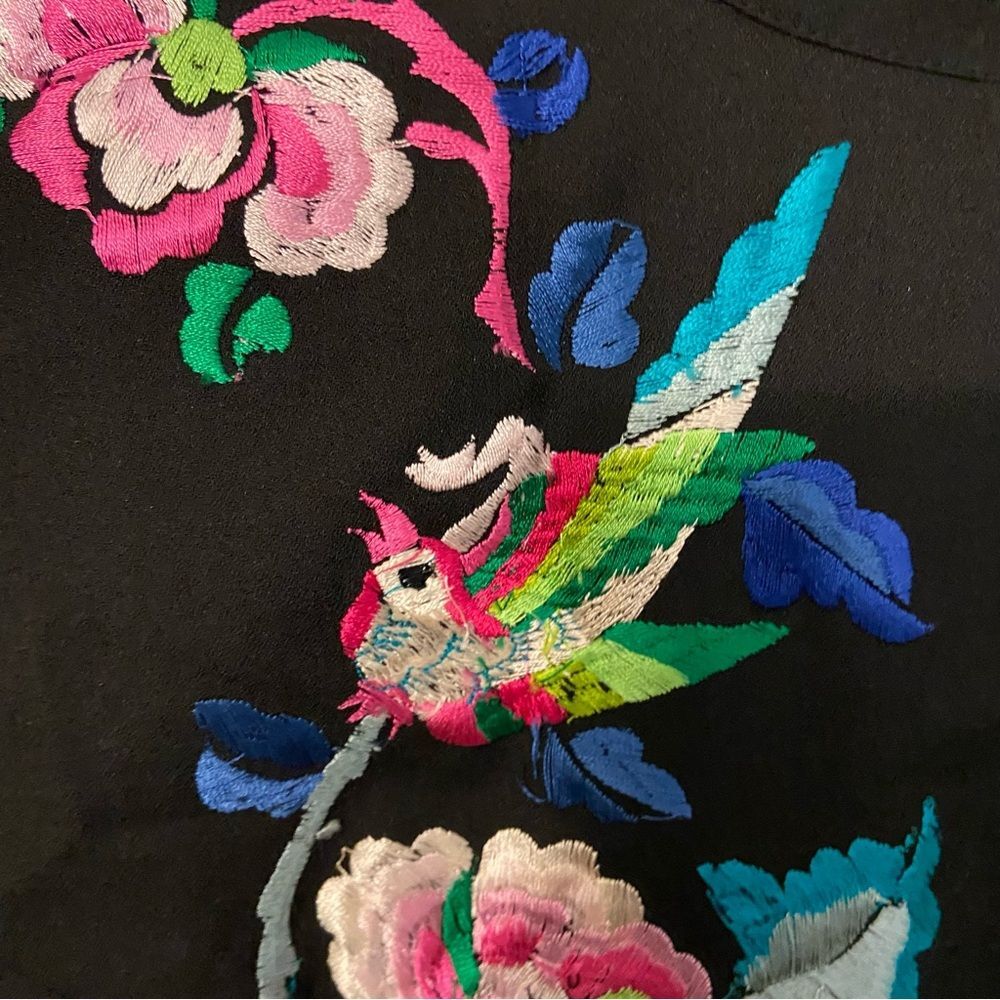 NWT ASOS Black Dress with Floral Bird Embroidery size 10 - Picture 4 of 11